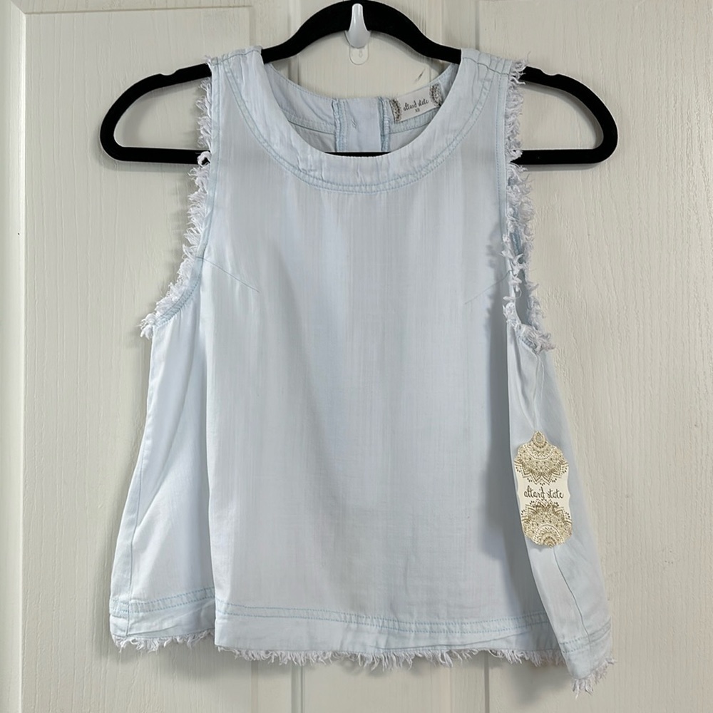 Altar'd State Light Blue Frayed Edge Sleeveless Tank